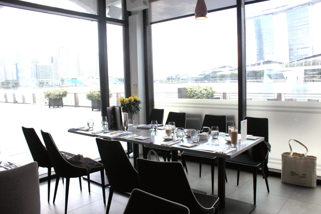 Image of seating, with glass panels.